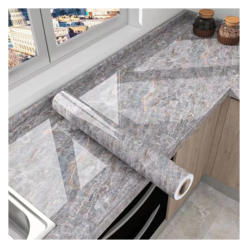 Self Adhesive Wall Stickers 40cm Marble Kitchen Oil-Proof Film Stove Waterproof Moisture-Proof Decorative Film