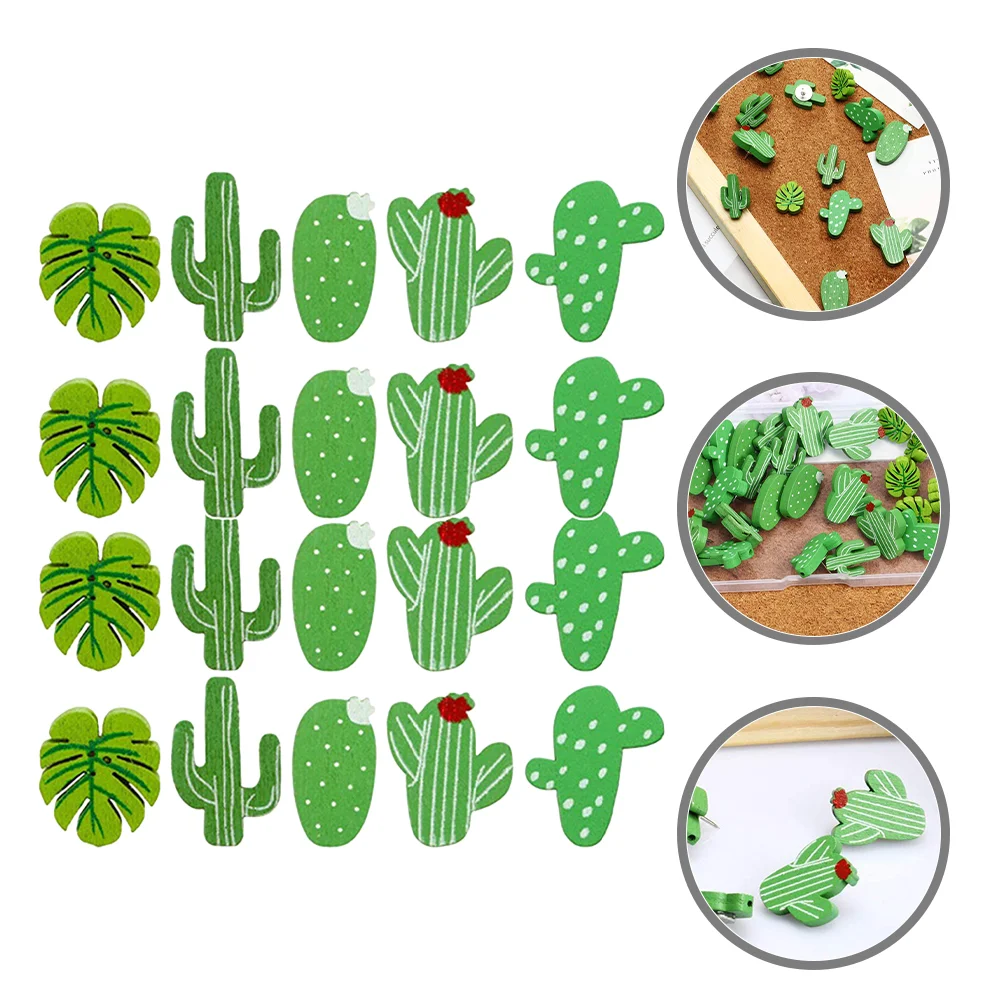 Decorative Drawing Pins Office Supplies Kawaii Pushpins Wooden Cactus Shaped Thumb tacks Cute Push Pins Metallic pines