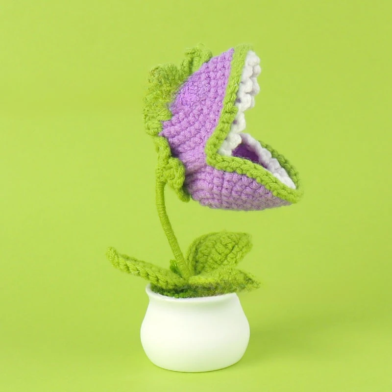

1 шт. готовая кастрюля Chomper с одной головкой, ручная работа, вязаный крючком Мини-горшок для украшения стола, подарок на день Святого Валентина, горшок для растений, домашний декор
