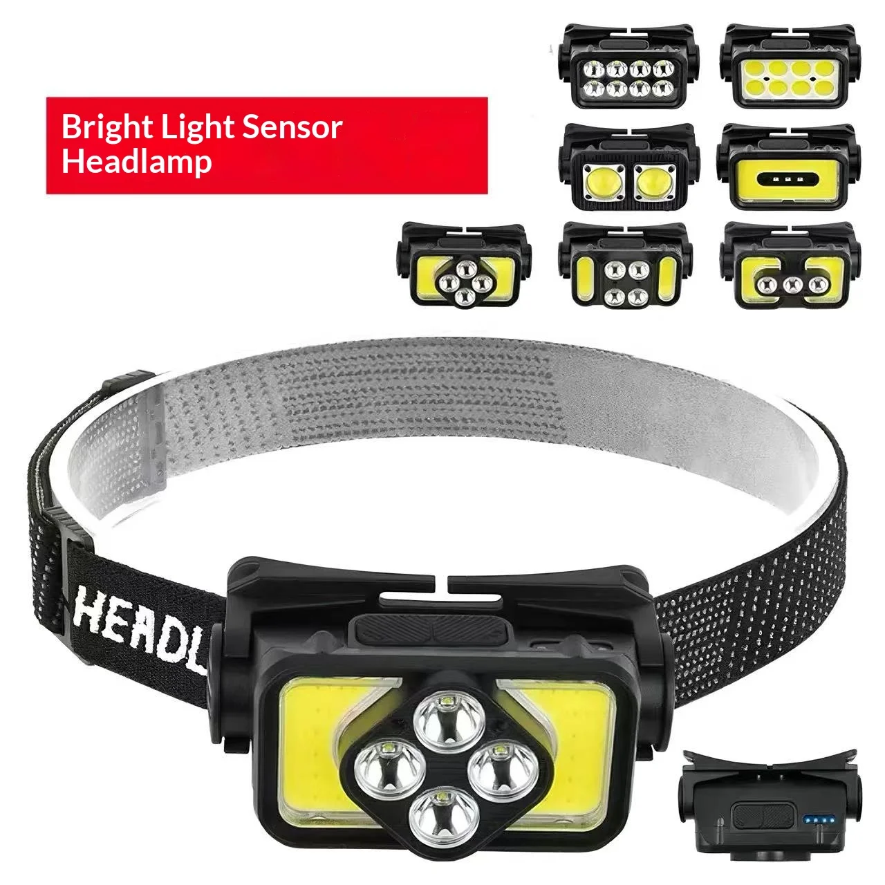 LED Headlamp Rechargeable Sensor-Controlled High-Brightness for Night