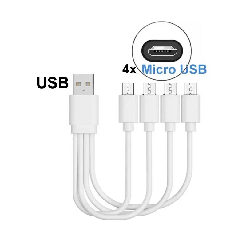 20 センチメートルショート USB マルチ充電ケーブル 4 in 1 複数タイプ C / マイクロ USB 充電コード 4 ポート USB C スプリッタケーブル 5V 2A