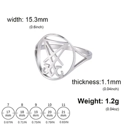 Lucifer Sigil Stainless Steel Ring with Leviathan Cross Amulet Design - 8 (Sigil Of Lucifer S)