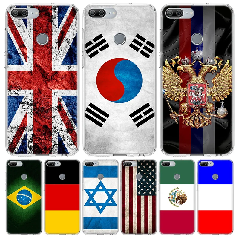 Bandiera Nazionale Ru Fr Uk Custodia Per Telefono Per Huawei Y5 Y6 Y7 Y9S P Smart Z 2019 2021 Honor 10 Lite 9 8A Pro 8X 8S 9X 50 20S 20I Cover