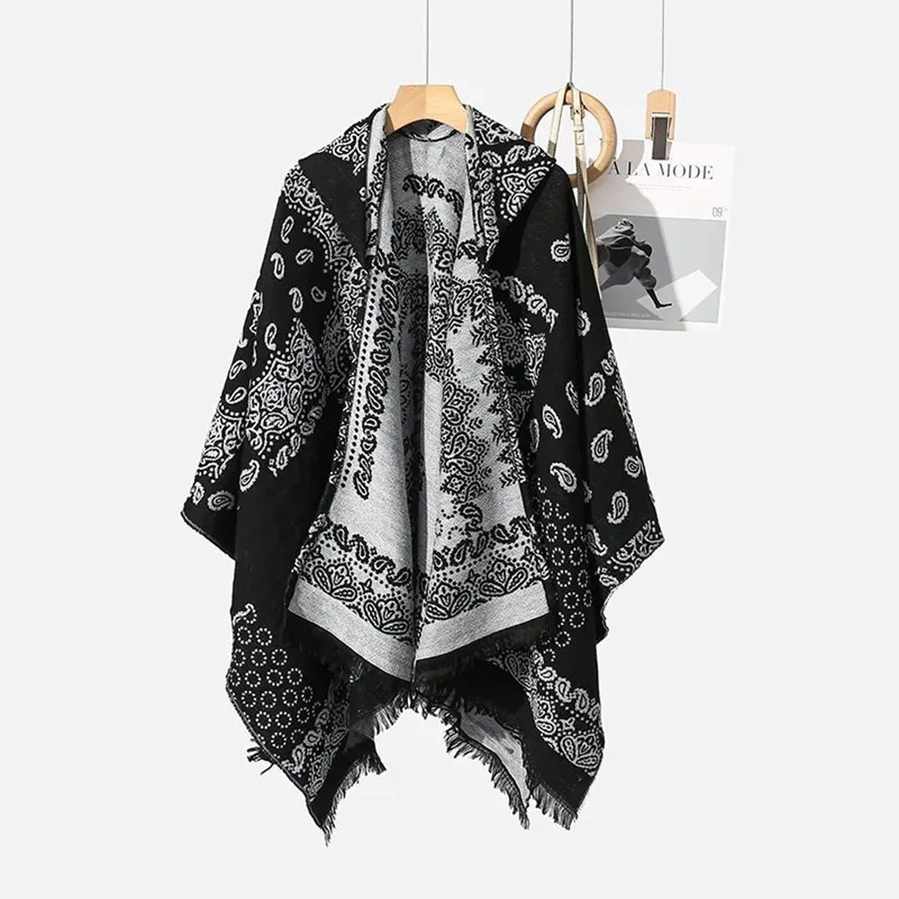 Men Knitted Cloak Hooded Scarf for Autumn