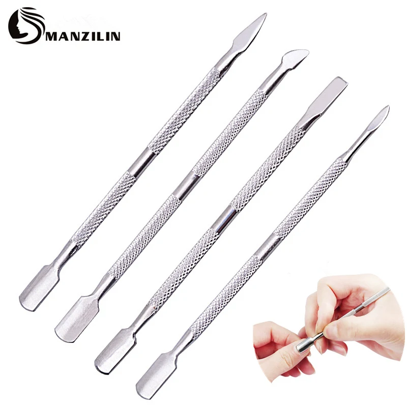 

HEALLOR 4Pcs Double-Ended Stainless Steel Cuticle Pusher Dead Skin Push Remover for Pedicure Manicure Nail Art Cleaner Care Tool