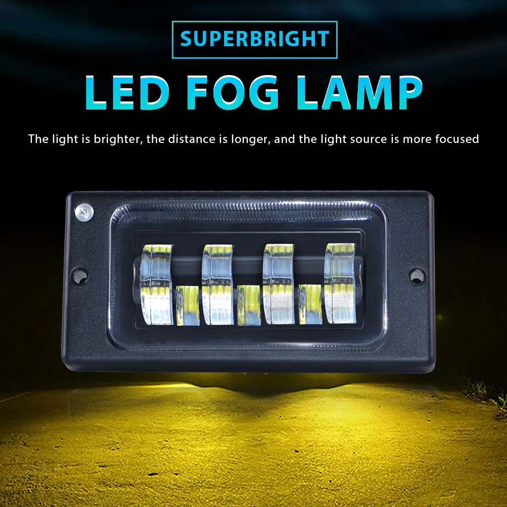 

Lada Fog Lights 7 LED Double Color White Yelow Car Square Fog Lamp Headlamp Turn Signal LED Automobile Daytime Running Headlight