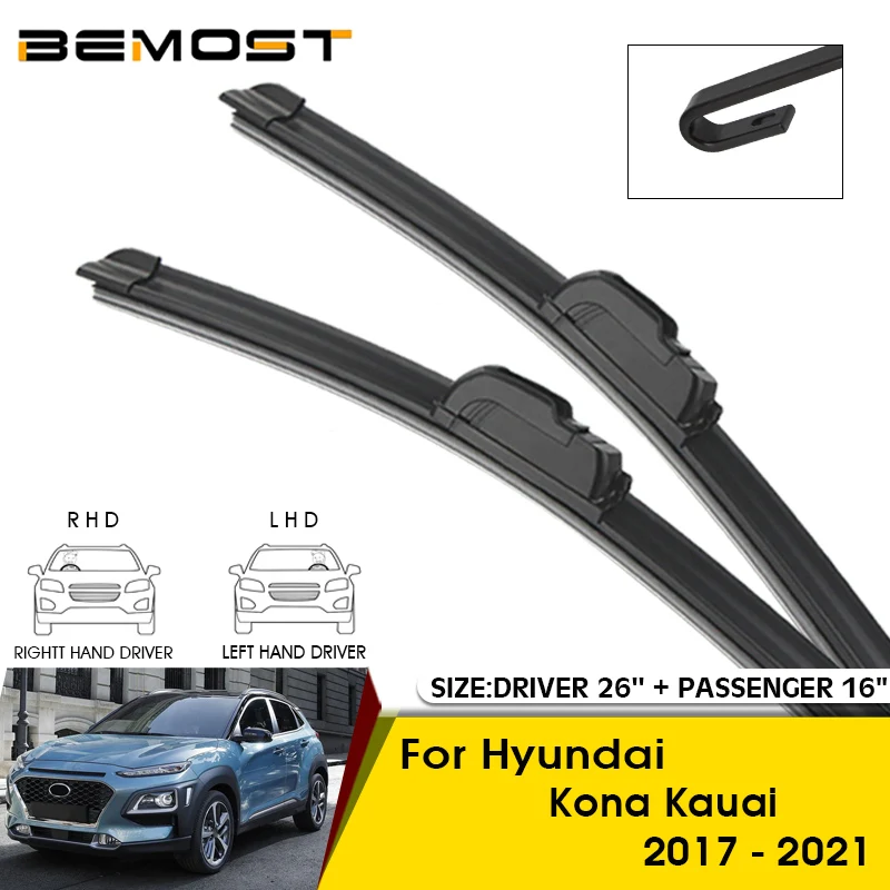 Spazzole Tergicristallo Auto Per Hyundai Kona Kauai 2017-2021 Parabrezza Parabrezza Lame Finestra Anteriore 26 "+ 16" Accessori Auto