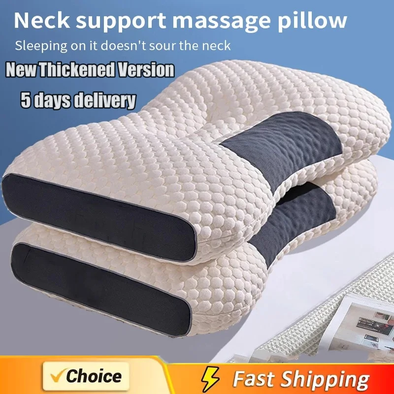 Neck Pillow Spa Massage Washable Non-Collapse Cervical Support Pillow Core Home Pin Gift