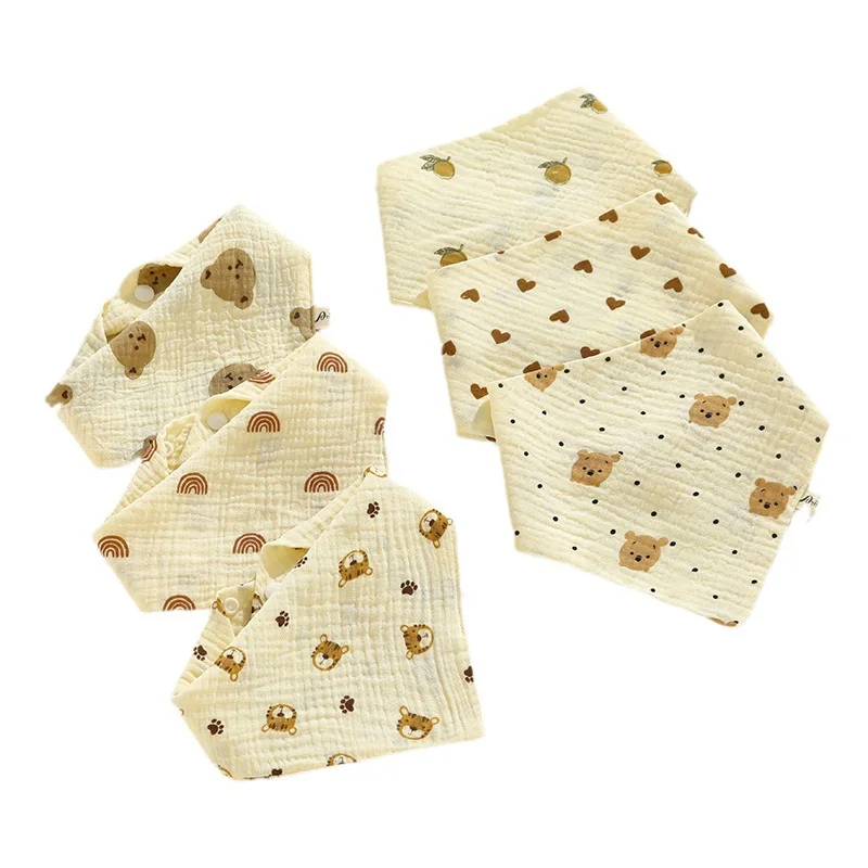 Muslin Burp Cloth Muslin Feeding Towel Ins Cotton Triangle Towel Baby 4-layer Gauze Bib Newborn Anti-vomiting Spit Towel North Cartoon Bib