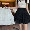 Pleated A-Line Skirt Women White Ruffle Sweet Tierred Pretty Style Skirt Elastic Waist Summer Slim Basic Korean Harajuku Dress 2