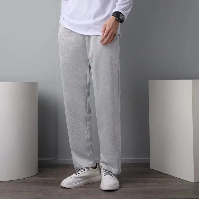 

Spring Summer Fashion High Waist Streetwear Boys Straight Trousers Fat Men Loose Sweatpants Men Casual Pants Size M-5XL