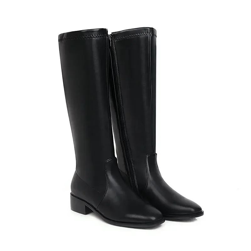 

Big Size 34-48 thigh high boots knee high boots over the knee boots women ladies Side zipper leather cover