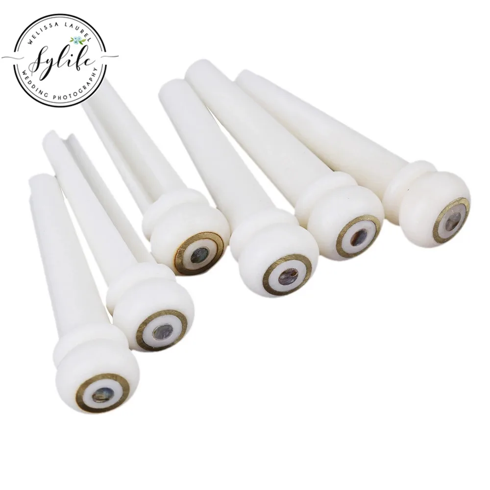 

Set of 6White Bone Bridge Pin Peg Endpin Colorful Pearl Dot for Acoustic Guitar