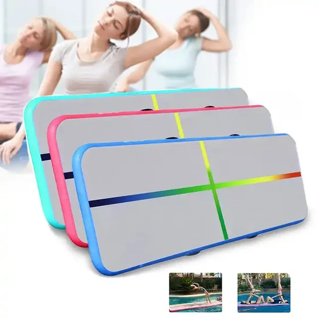 Air Tracks Inflatable  Durable 1x0.6x0.1m Gymnastics Mat Tumbling Gym Mat With Colorful Line Indoor Yoga Floor For Training Use 4