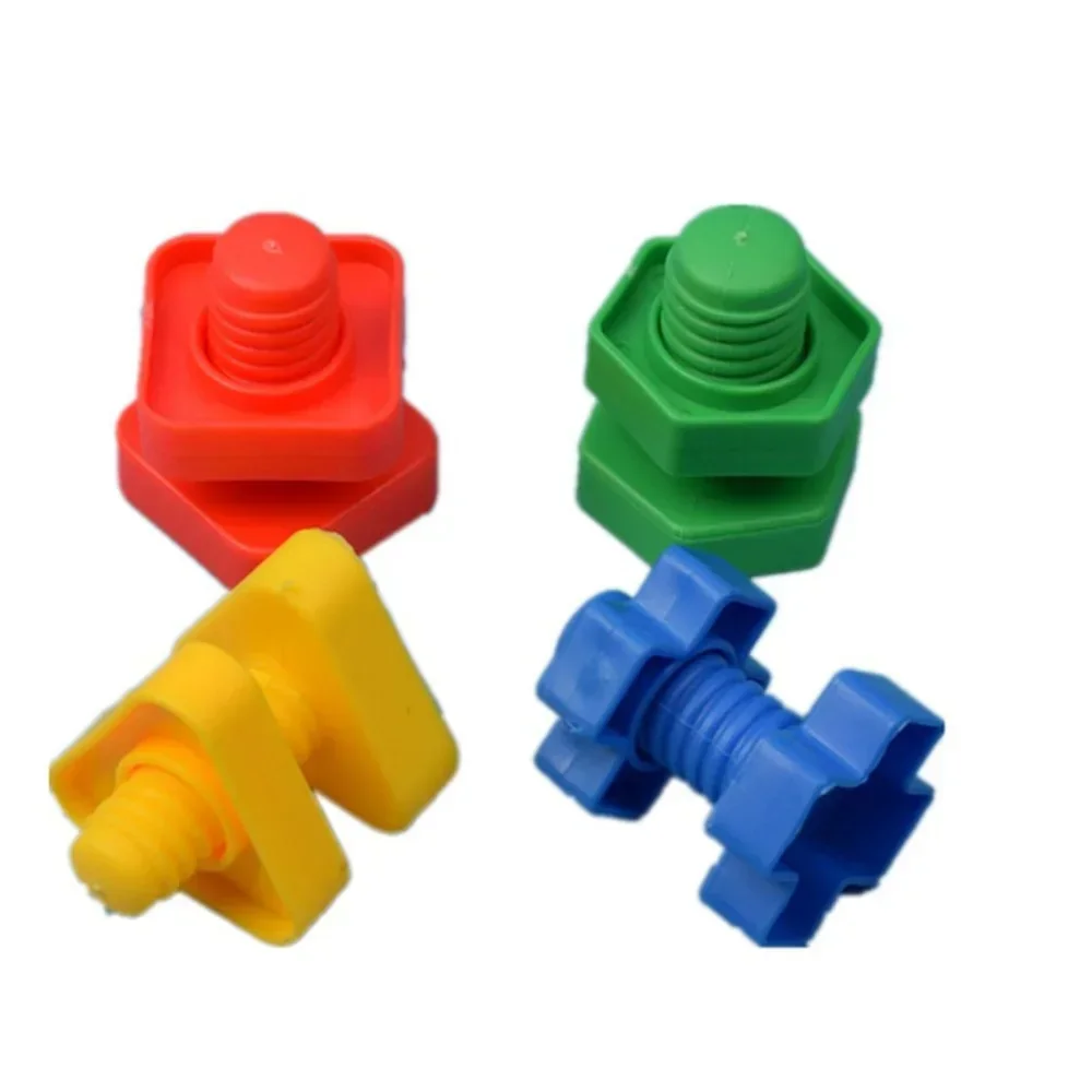 Montessori 8 Set Screw Building Blocks Plastic Insert Blocks Nut Shape Toys for Children Learning Educational Toys Scale Models
