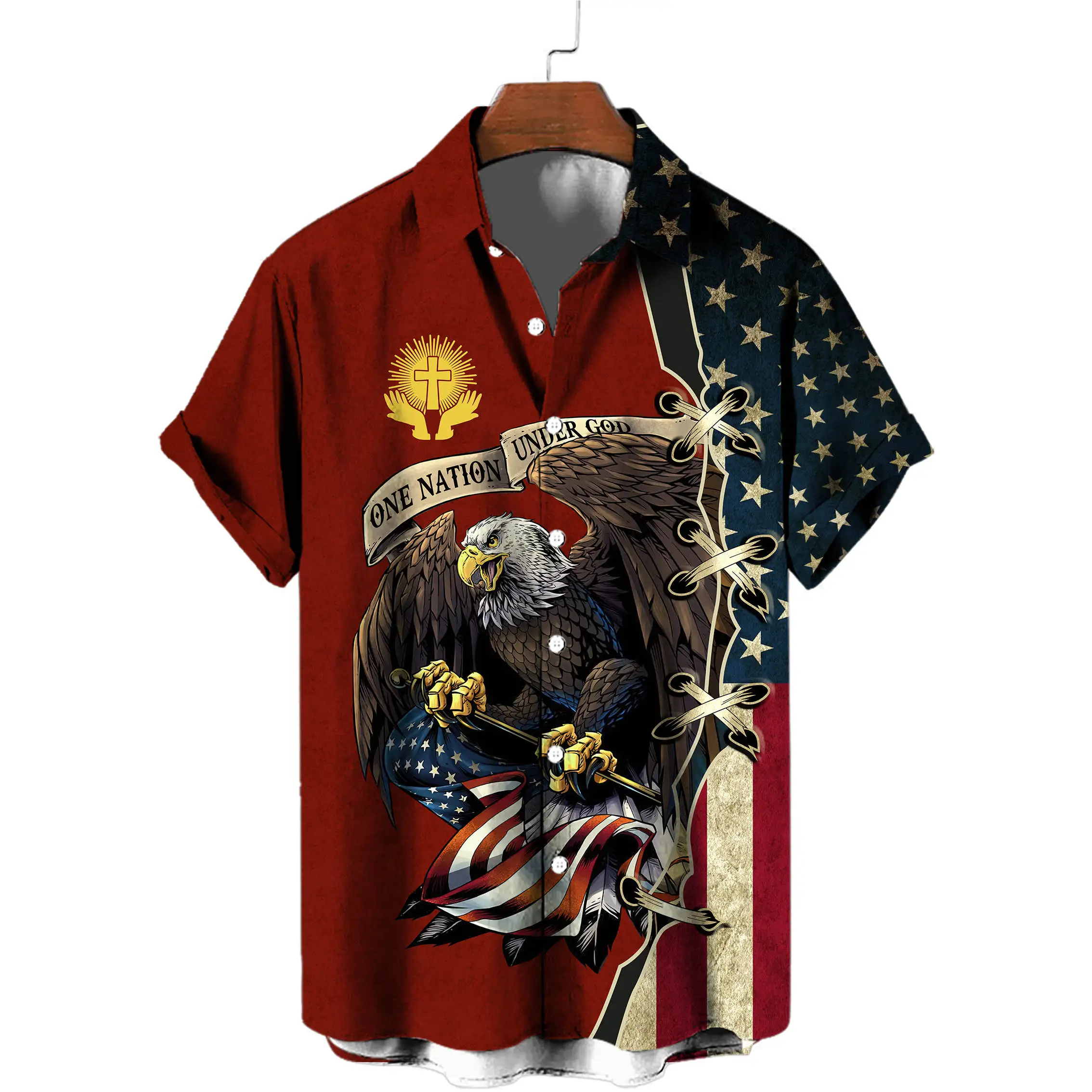 Description Picture 4 of item2024 New men's shirt 3D digital printing animal shirt casual oversized loose sleeved shirt summer and autumn men's