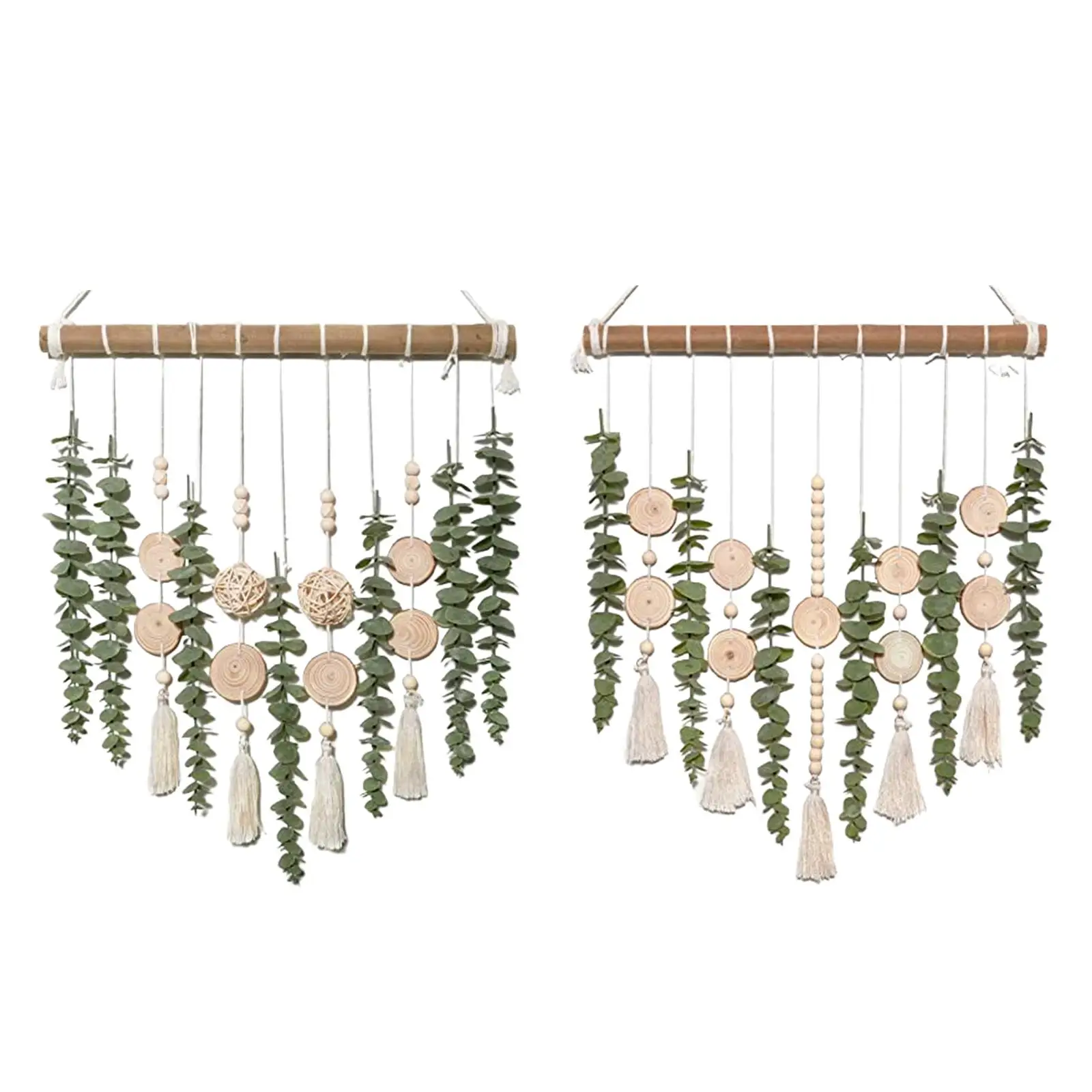 Artificial Eucalyptus Wall Hanging Decor Wall Art Decoration, Modern Fake Greenery Macrame Wall Hanging Tapestry for Bathroom