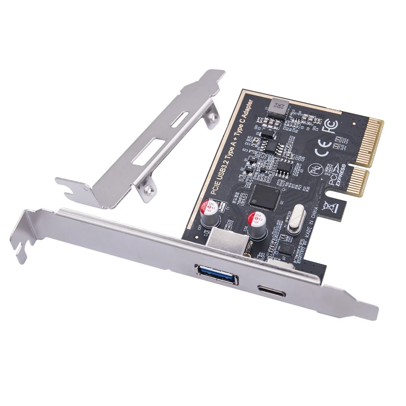 PCIE Naar USB 3.2 GEN2-kaart, PCIE 3.0 Naar USB A USB C Front Type E 19/20PIN Uitbreidingskaart, 10Gbps High Speed ​​USB C PCIe-kaart voor Desktopcomputer
