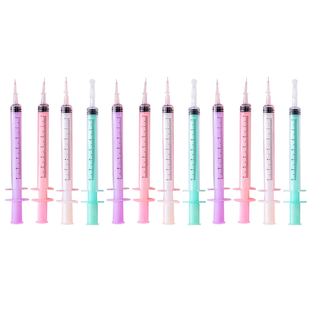 

12pcs Multi-Color Syringe Pens Ballpoint Pens Gel Pens School Supplies Party Favors
