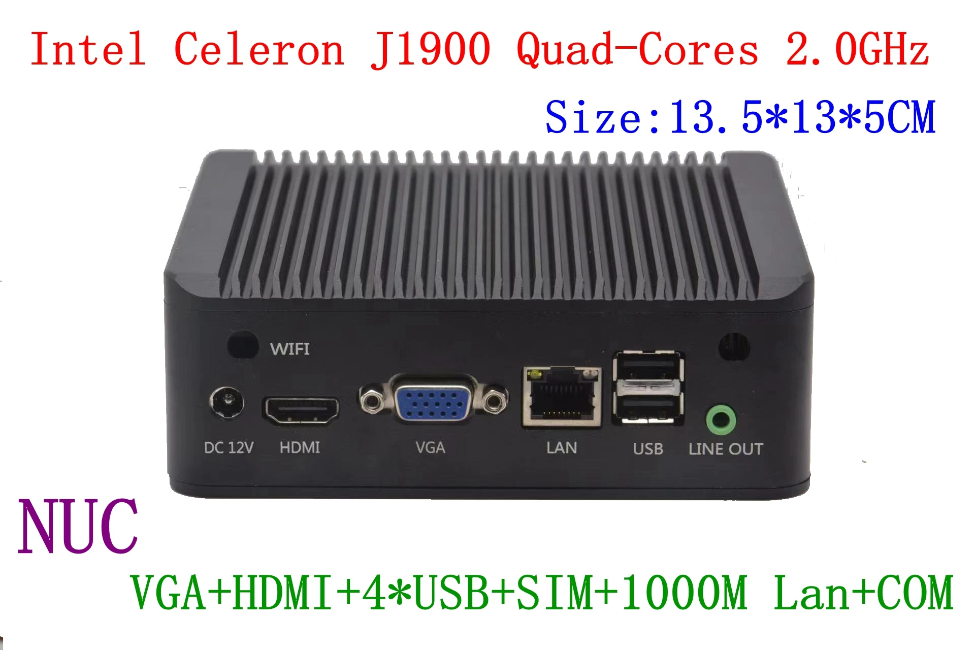 Placa Mãe Mini pc Intel J1900 2.0ghz Mini Computador Windows 10 Linux 1000m Lan 1080p hd Hdmi Vga com Sim Porta 12cm - Imagem 2