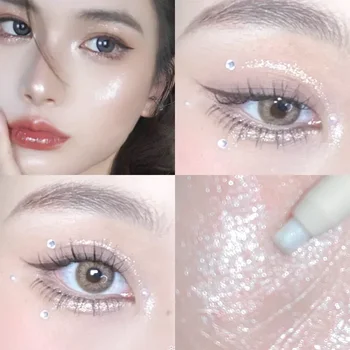 Heallor Diamond Blue Pencil  Makeup Highlighter Pearl Brightening Cream Gold Silver Eye Shadow Pen Glitter Silkworm Eye Liner Pe - Thumbnail 3