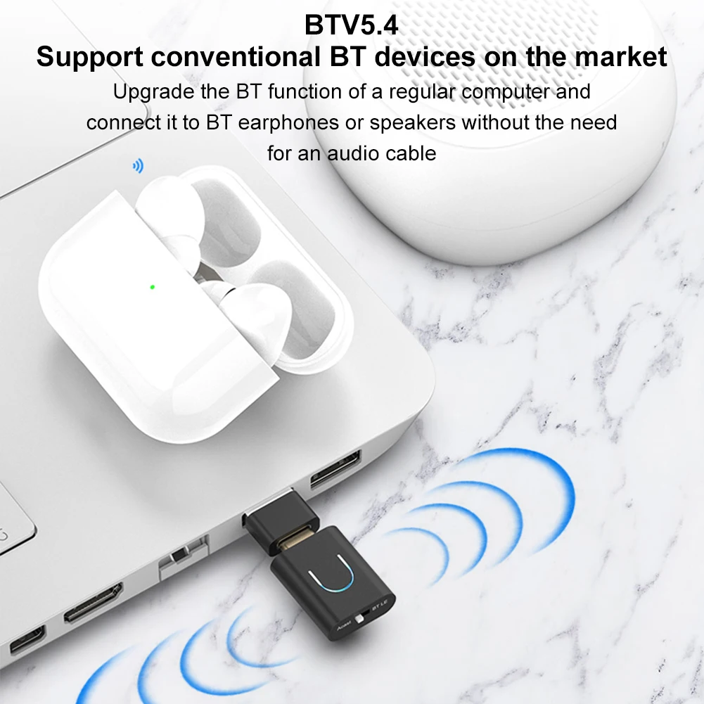 Audio Transmitter Bluetooth-Compatible 5.4 USB C Type-C BT 5.4 Transmitter with Auracast Audio Dongle Adapter for PC TV PS 4/5
