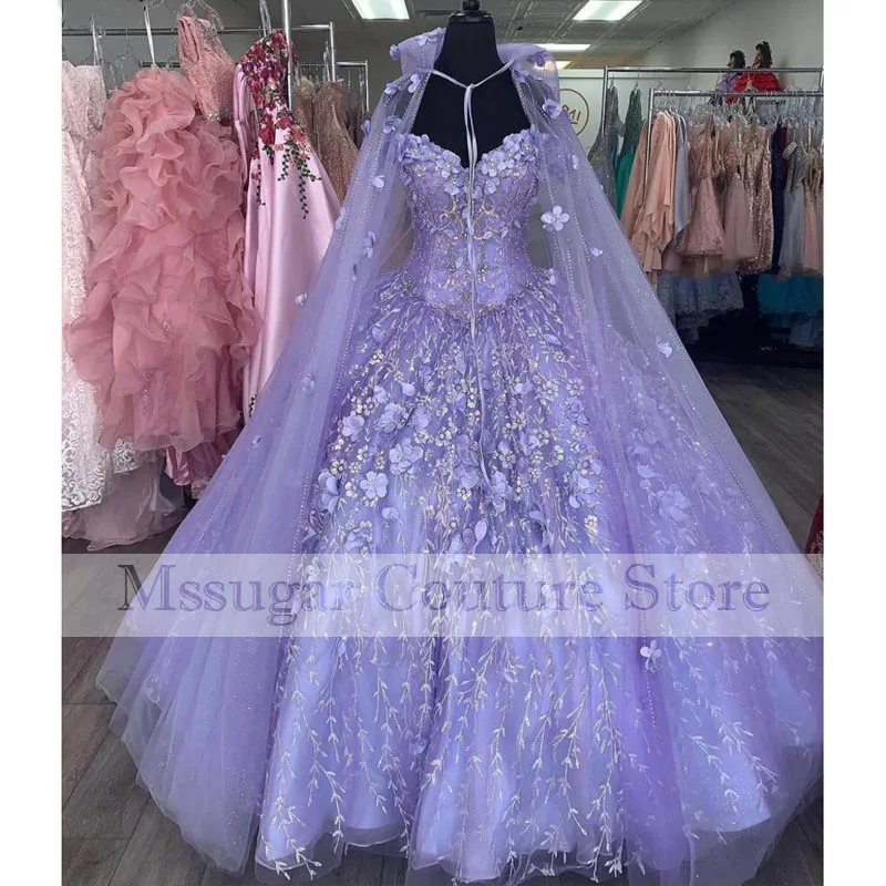 2022 фиолетовые платья Золушки Quinceanera милое бальное платье с аппликацией из двух