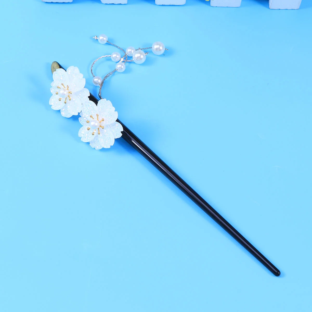 

Flower Tassel Hair Pin Chinese Hair Pearl Chignon Pin Long Hair Decor for White
