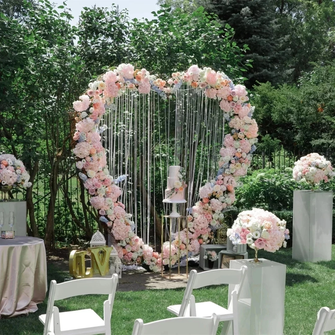 Wedding Arch Love Heart Shape Flower Stand Wedding Background ...