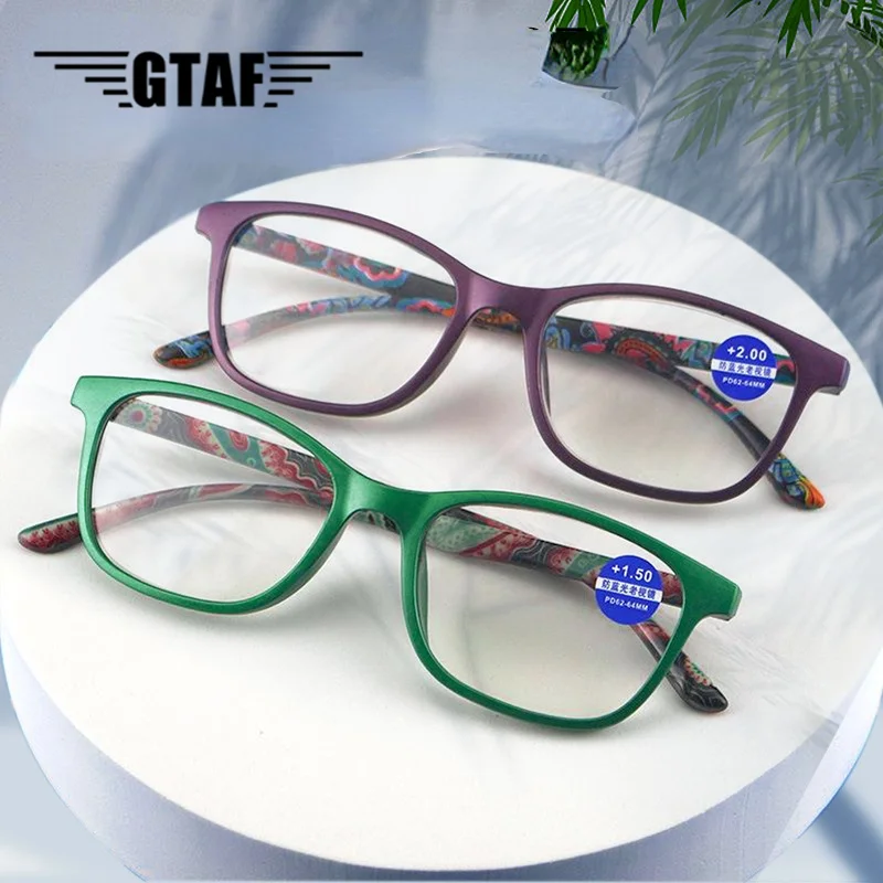 

Fashion Reading Glasses Flower Printing Resin Presbyopic Glasses Lady Reading Glasses Elegant Pattern Lady Glasses