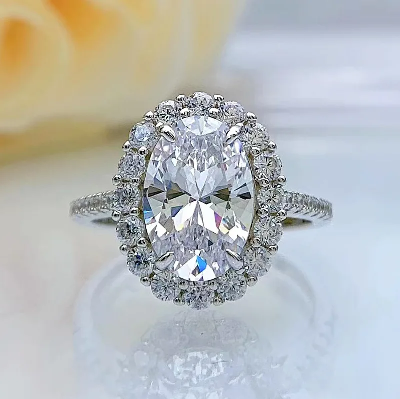 

Серебряное кольцо S925, Европейская и американская мода, 8*12, инкрустированное голубьим яйцом, Универсальное кольцо, бутиковое ювелирное изделие для женщин