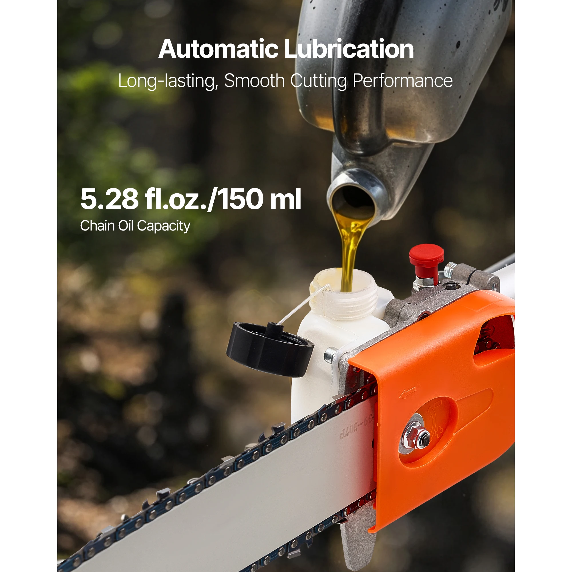SucceBuy Gas Pole Saw 2Stroke Gas Powered Pole Saws w/Cutting Bar Cordless w/Rotatable Head Extendable for Tree Trimming Pruning - 5