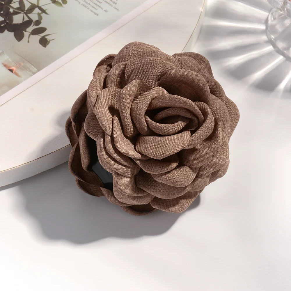 Vibrant Cotton Rose Flower Hair Claw Clips - Medium Size Shark Clamp