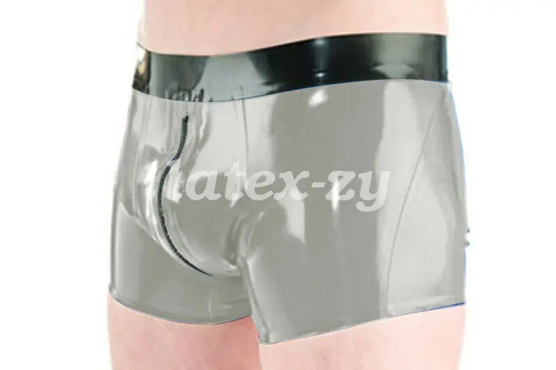 Men Underwear Latex Rubber Boxer Shorts Size S-XXL