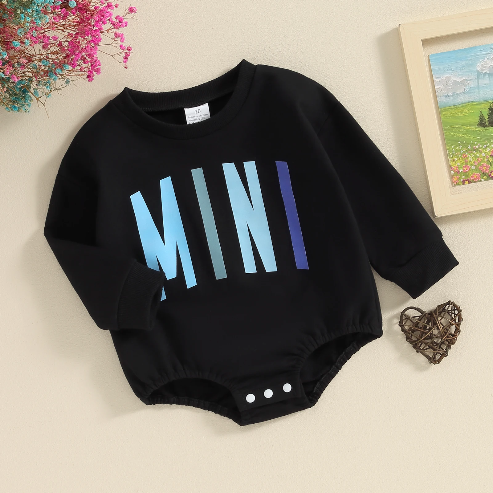 FOCUSNORM 2 Colors Family Matching Sweatshirt Outfits Letters Print Long Sleeve Spring Fall Pullover Baby Girls Boys Romper 4