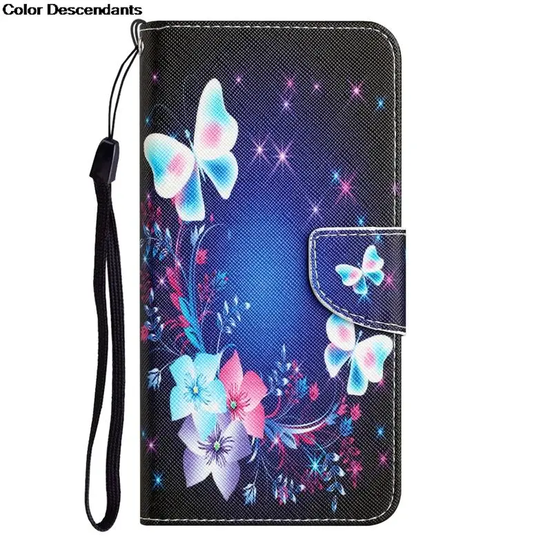 Luxurious Leather Elephant Flip Wallet Phone Case - Painted Design with Stand Function