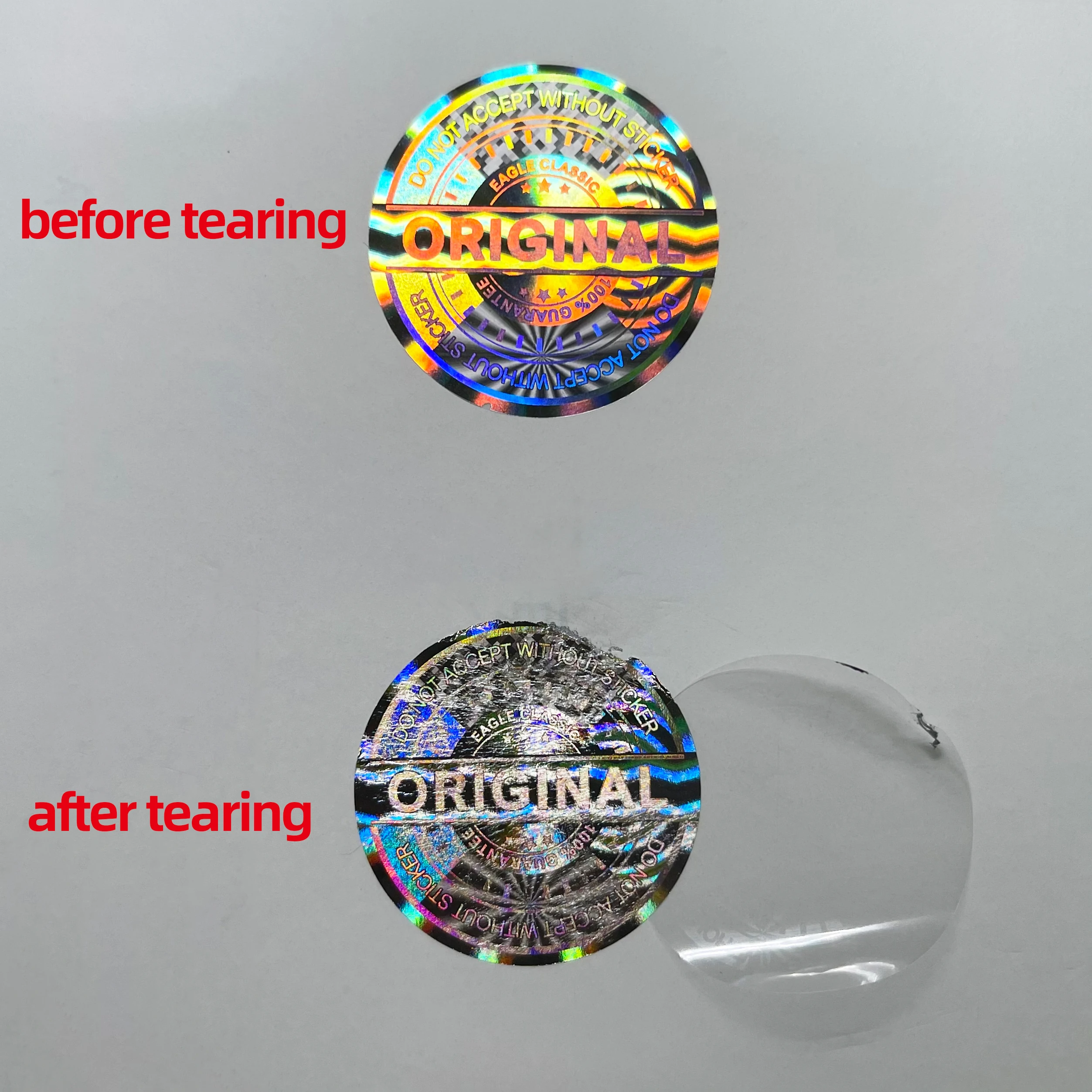30X30mm silver original authentic sticker tamper-proof security seal  holographic sticker laser anti-counterfeiting sticker