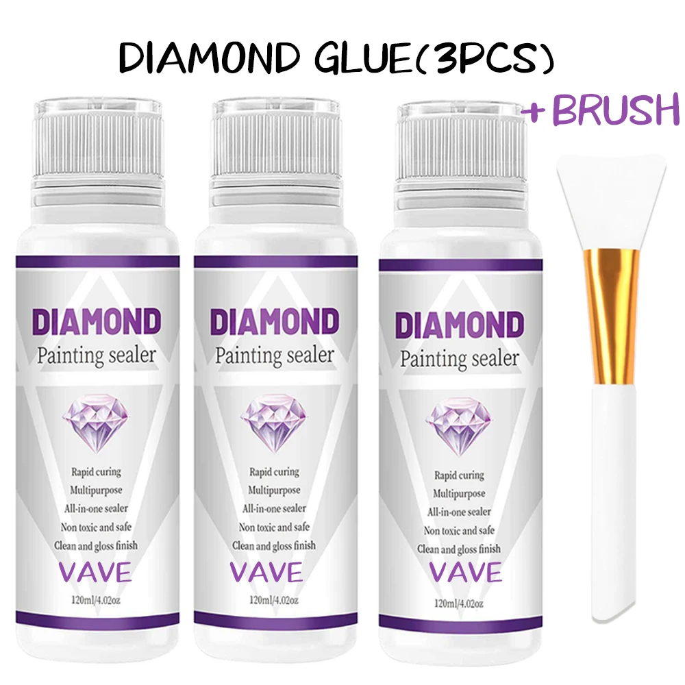 5D Diamond Art Kits Sealer 120ML,5D Diamond Art Kits Glue for Shine Effect  & Permanent Hold Diamond5D 5D Diamond Art Kits Glue High Gloss, Fast  Drying, Fast Paint with Sponge Head, Permanent