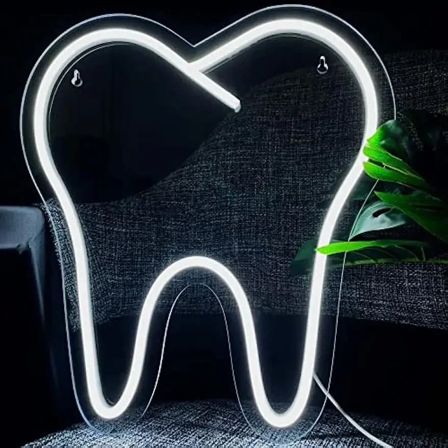 Description Picture 2 of itemTooth Neon Sign Teeth Sign LED Neon Light Sign Dental Office Decor Wall Hangings Large Led Neon Lights Dentistry Wall Decoration