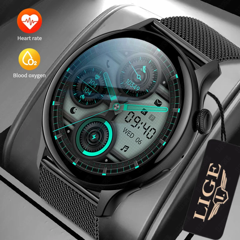 

LIGE Smartwatch Men 2023 Android and iOS IP68 Waterproof Smart Watch Full Touch HD Screen Bluetooth Call Fitness Watch, Black