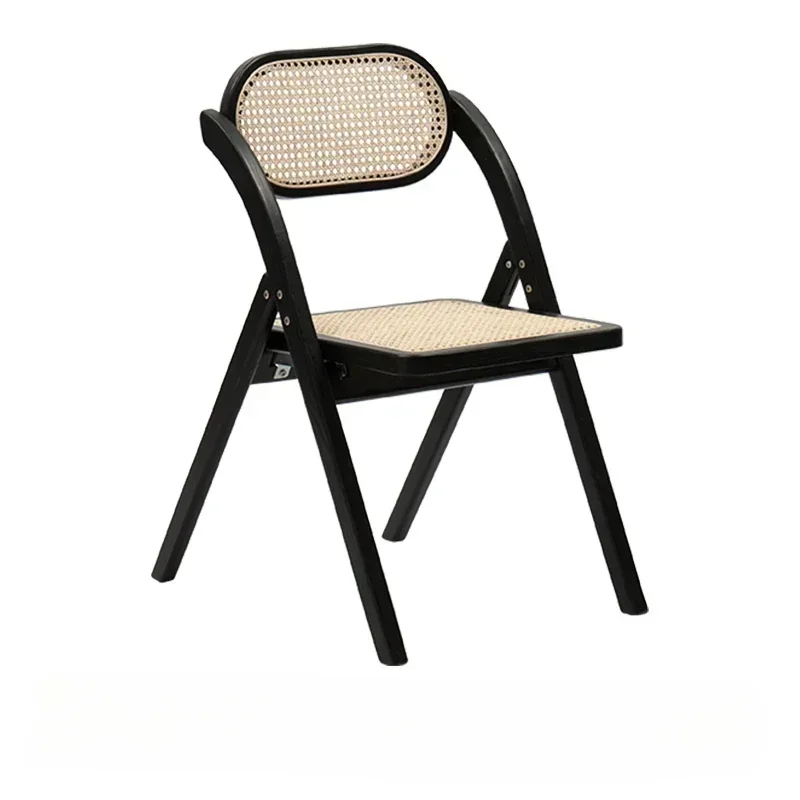 Vintage Rattan Wood Portable Chairs Foldable Dining Chair Modern Armchair Fashion Cadeiras Para Mesa De Jantar Home Furniture