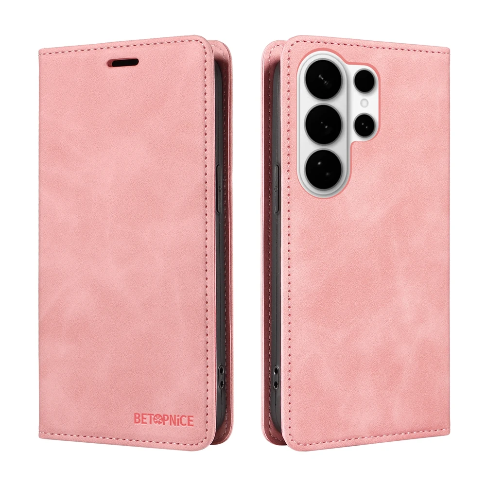 Premium Magnetic Leather Flip Wallet Case with Kickstand - Classic Business Design