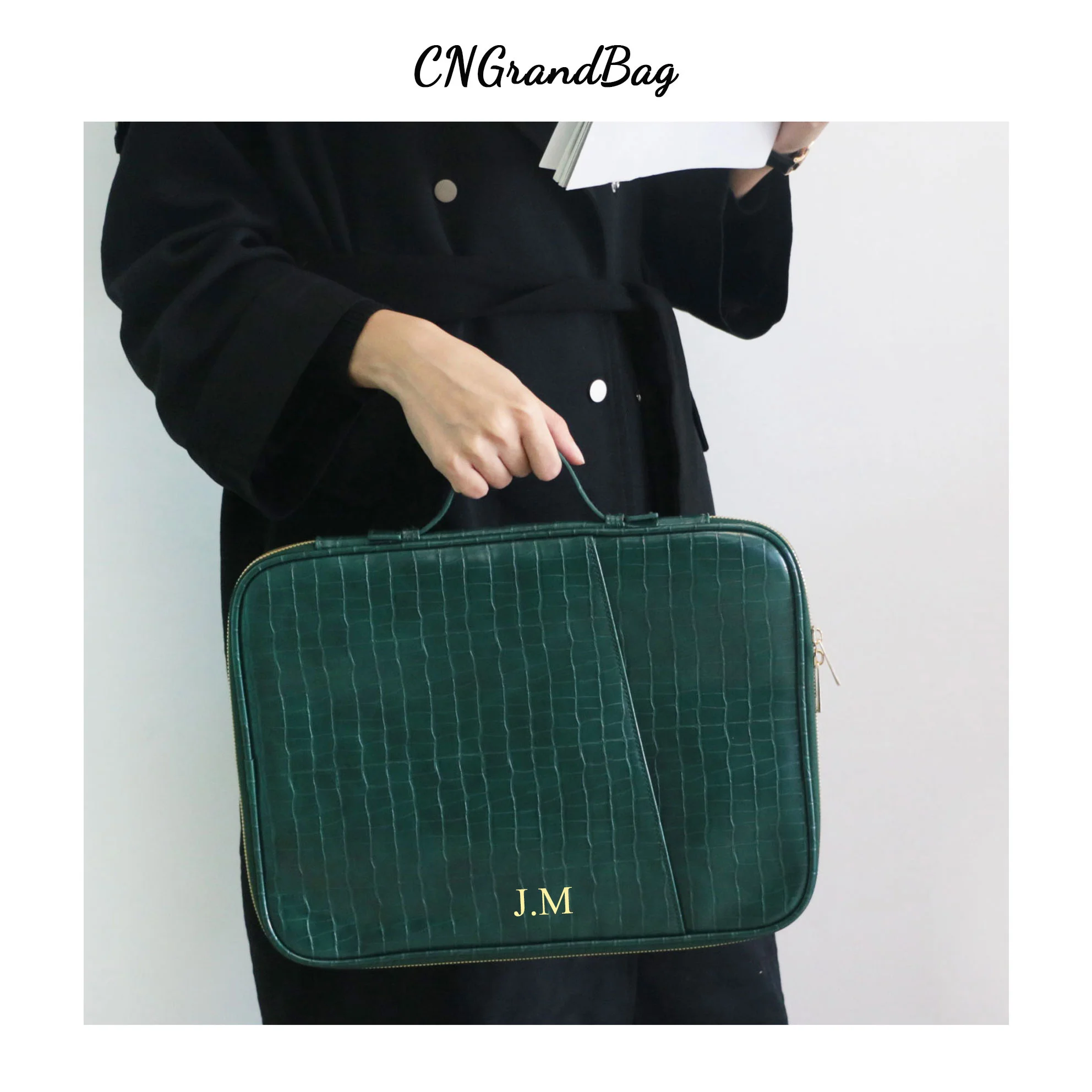 Free Custom Ostrich PU Leather Portable File Holder Anti-Fall Sleeve for Macbook 13 Inch/IPAD Notebook Storage Bag Laptop Case