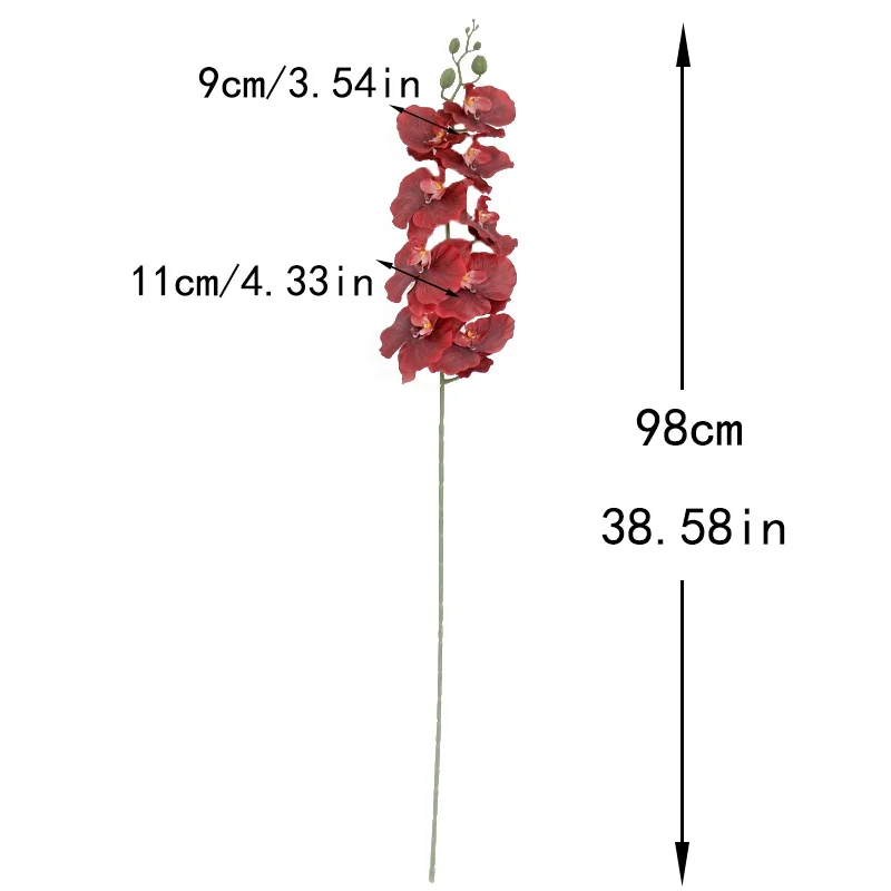 98 cm 3D Neue Künstliche Phalaenopsis Blume Zweige Real Touch Faux Schmetterling Orchidee Stiele Hochzeit Hause Tisch Herbst Weihnachten decor – Detail 2