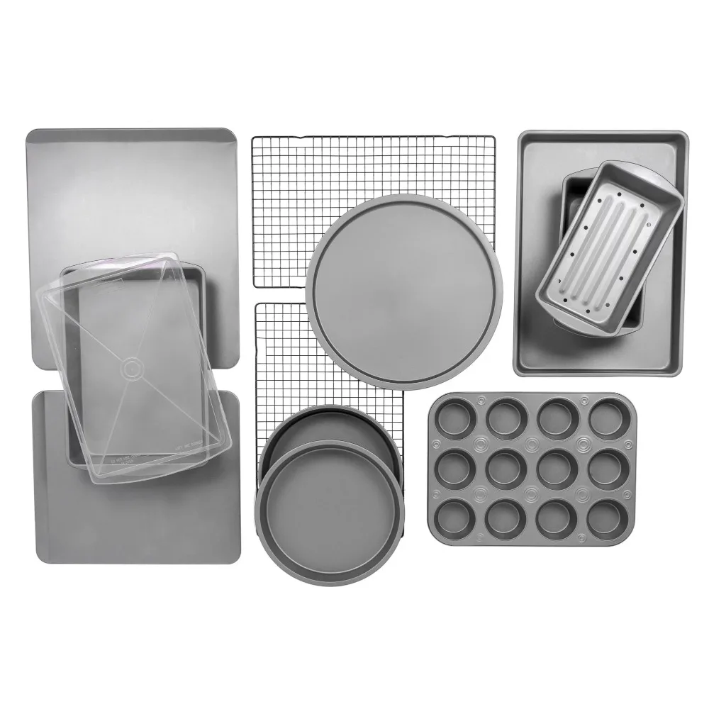 

Cookie Pan Set Mold for Baking Accessories and Tools 12-Piece Nonstick Steel Bakeware Set Gray Free Shipping Tray Kitchen Dining