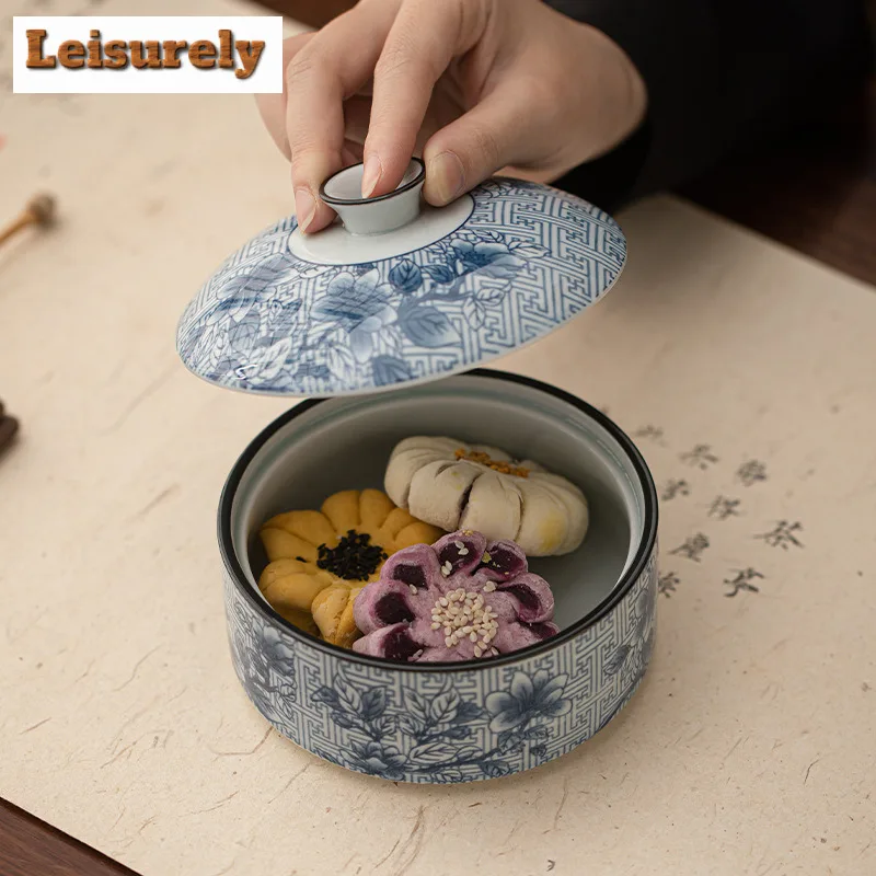 Antique Blue and White Fruit Plate Fruit Dishes Japanese Pastry Plate Fruit Plate Household Sharing Plate Drinkware Decoration