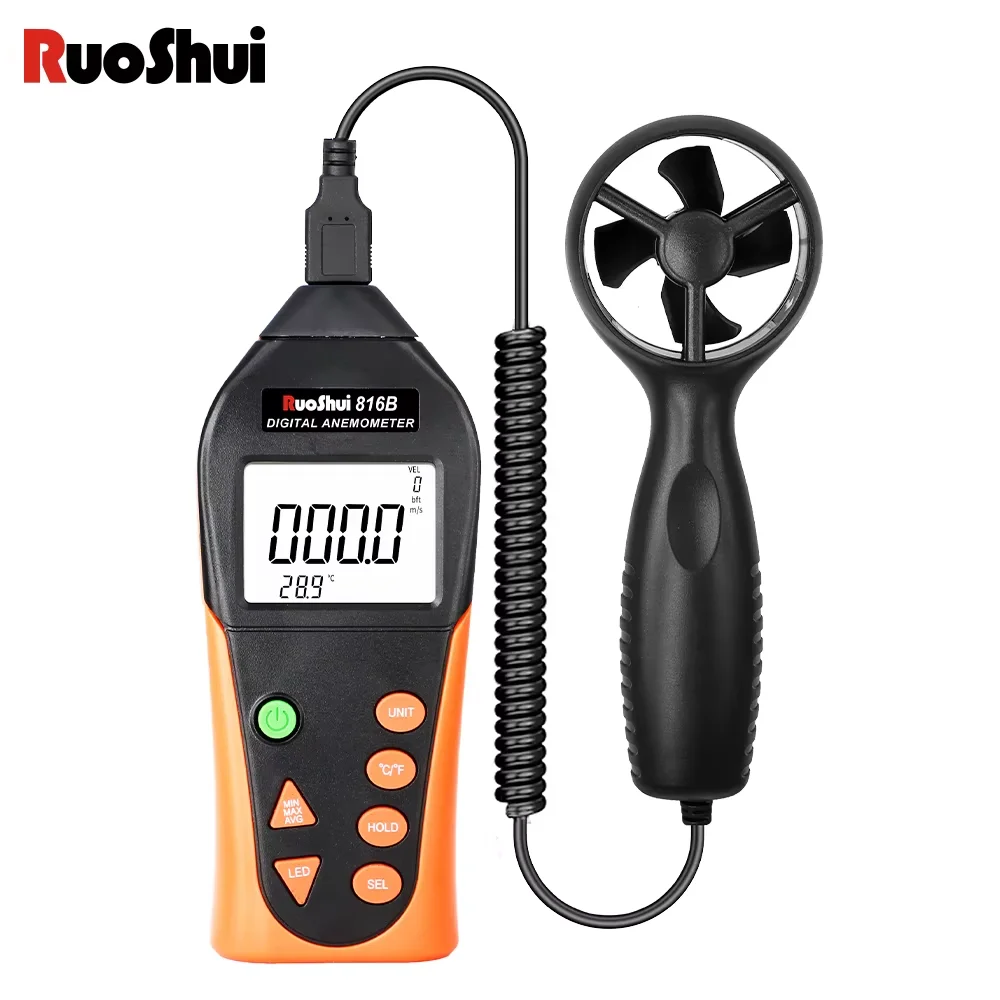 RuoShui 816B 분할 풍속계 풍속 측정기 저마찰 베어링 기술 디지털 타코미터 전자 제품