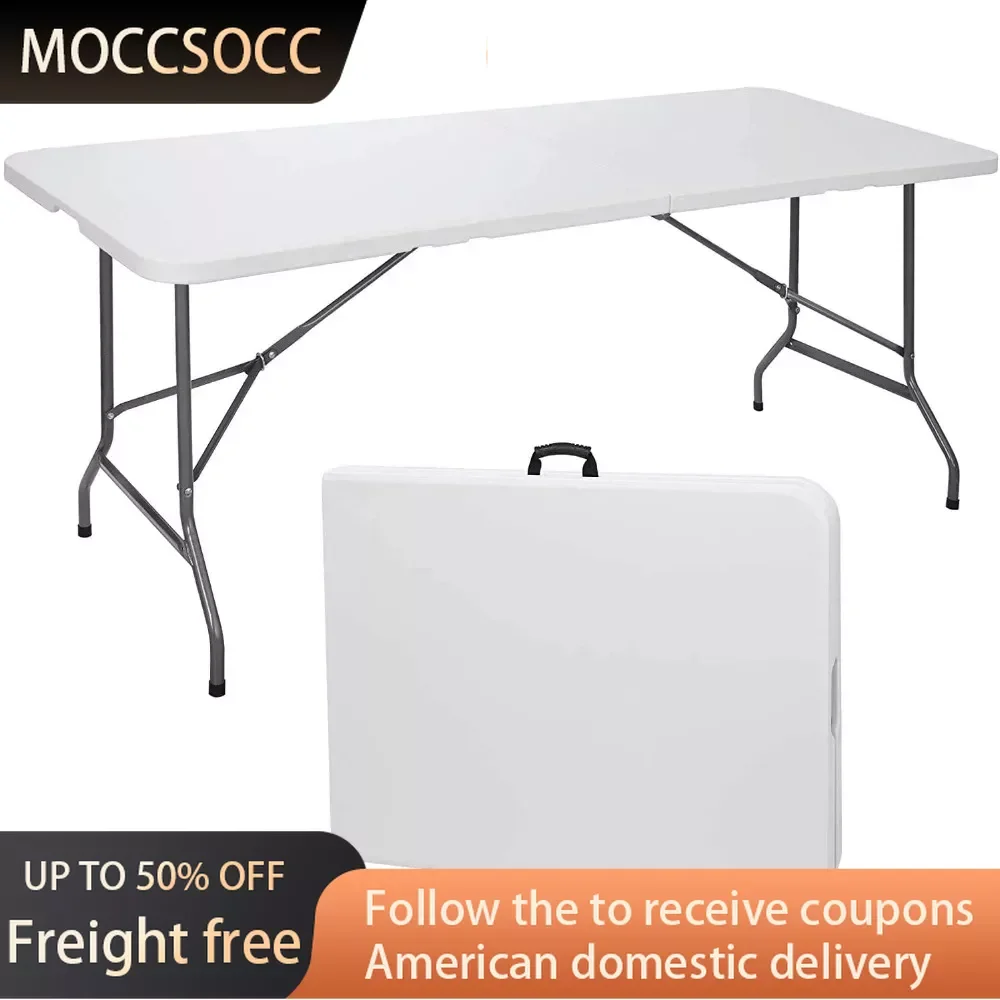 

6 FT Portable Picnic Folding Table for Indoor and Outdoor Camping Supplies 72"x30" White Freight Free Coffee Tables Car Tent