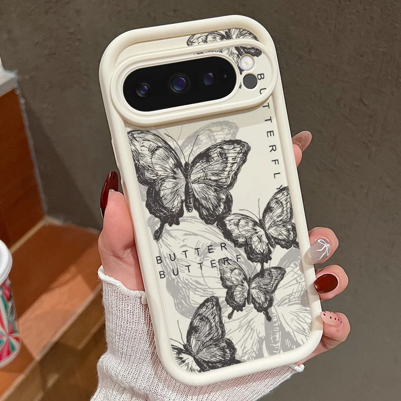 Elegant Black Butterfly Pattern Shockproof TPU Phone Case