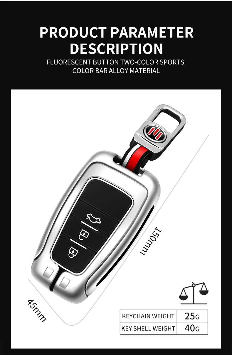 Copertura chiave a distanza dell'automobile del metallo Shell Fob per Toyota Corolla Camry CHR C-HR RAV4 Land Cruiser Prado Avalon accessori senza chiave - S0a10a3489bb847d4ada3f3d068ae2c417